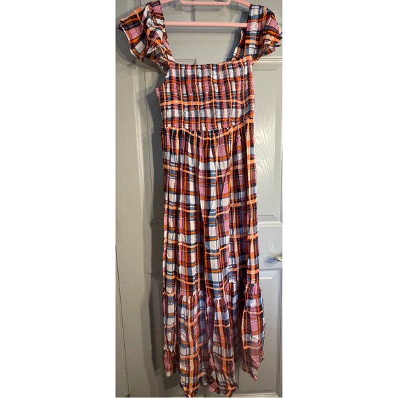 Anthropologie Plaid Ruffled Maxi Dress NWT Size Medium Petite - Picture 6 of 14